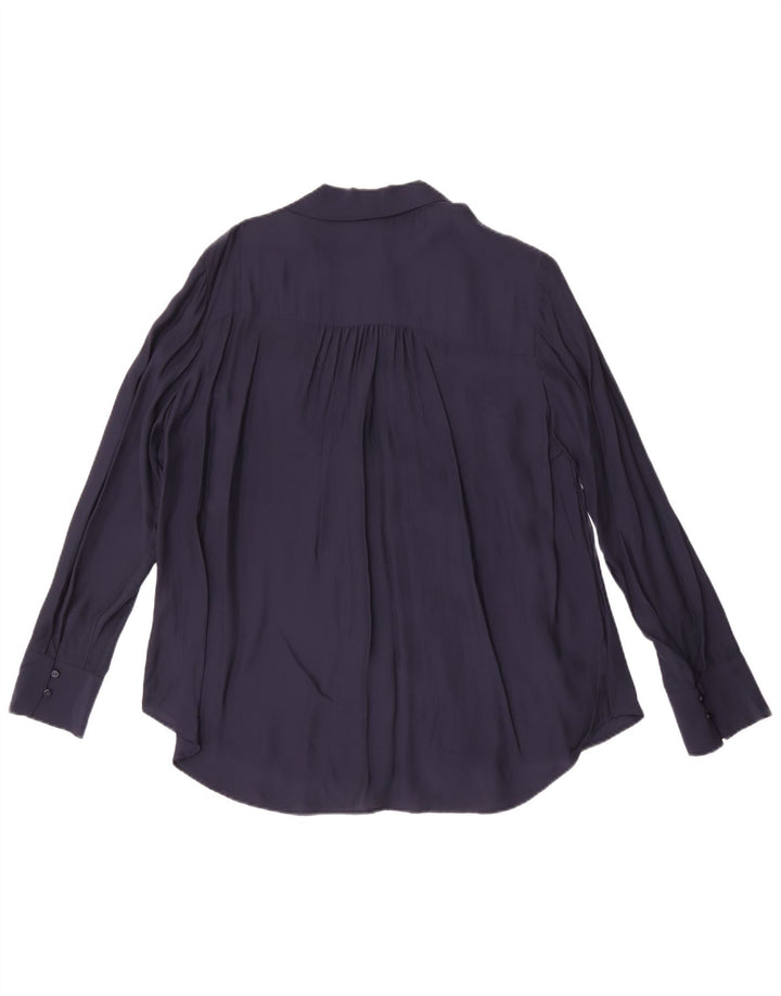 Blusa feminina Massimo Dutti com gravata borboleta UE 42 grande azul marinho viscose