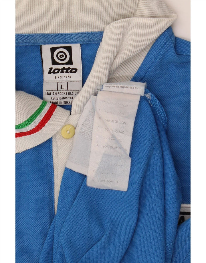 LOTTO Camisa polo feminina Italia gráfica de rugby Reino Unido 14 grande algodão azul
