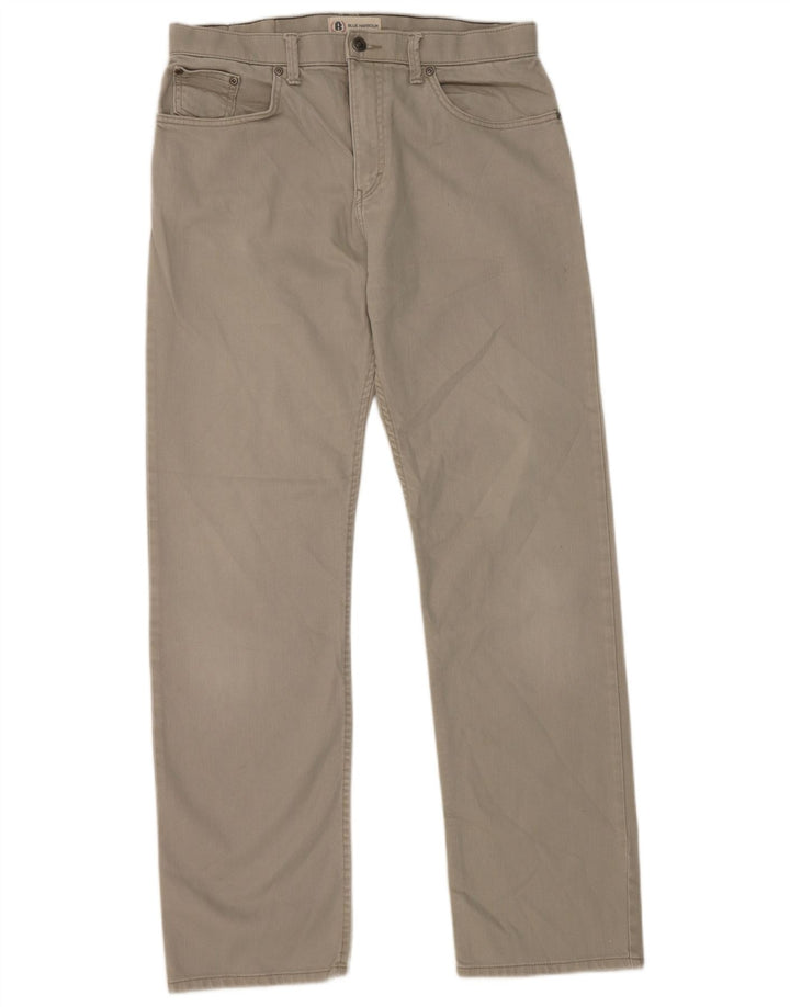 Calça jeans reta masculina Marks & Spencer Blue Harbor W34 L33 algodão cinza