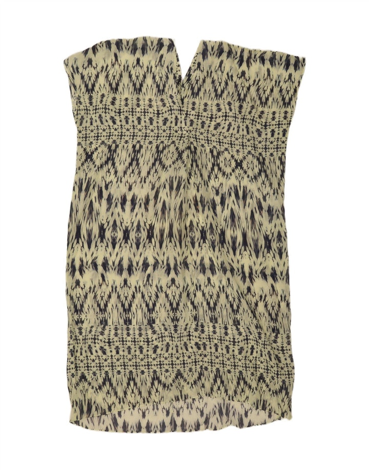 ZARA Vestido feminino com padrão abstrato oversized Shift Reino Unido 14 verde médio