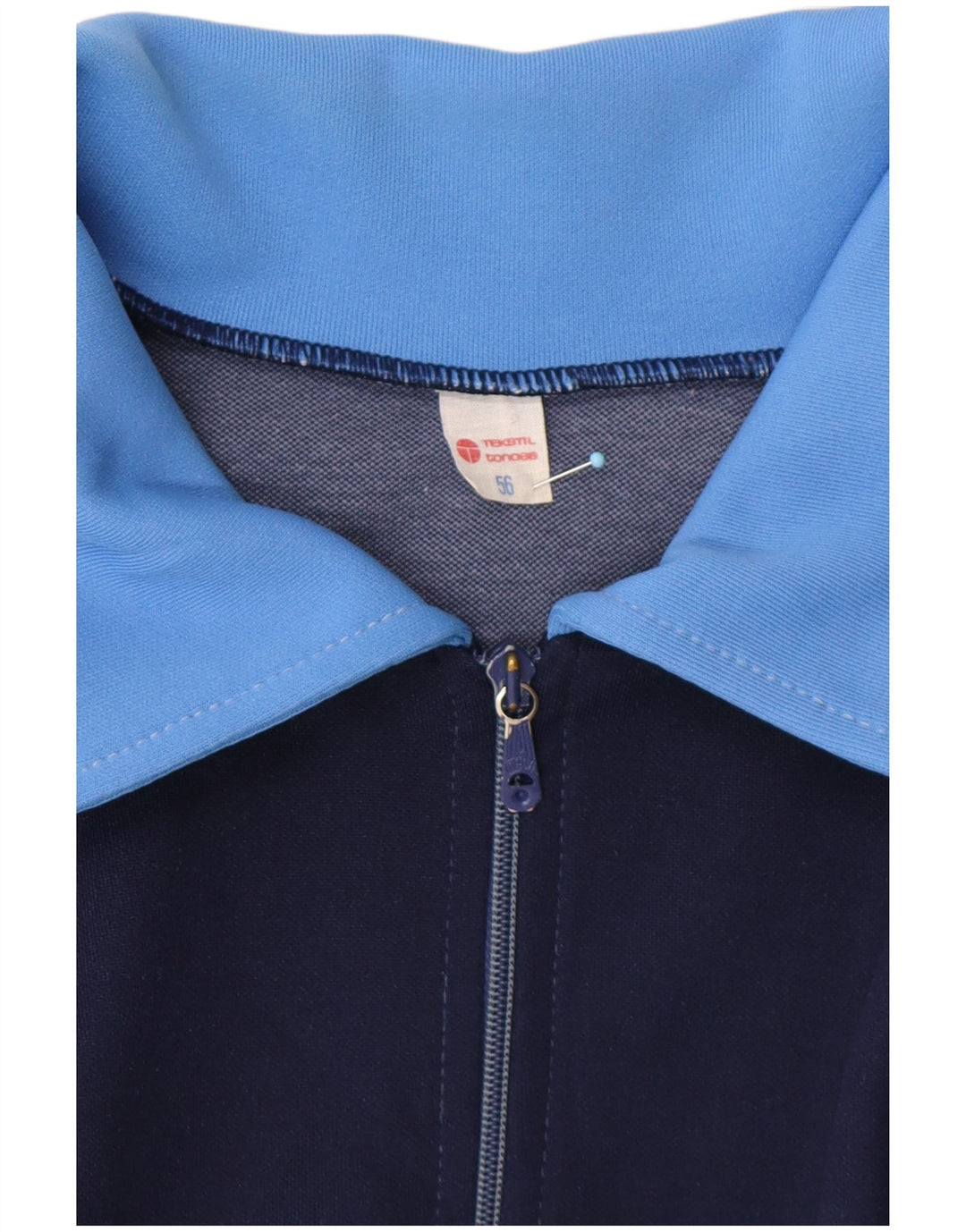 Jaqueta masculina VINTAGE de agasalho EU 56 XL azul colorblock retrô