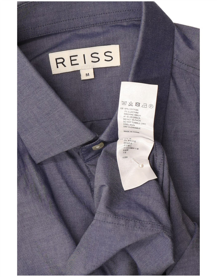 Camisa masculina Reiss de algodão azul marinho médio
