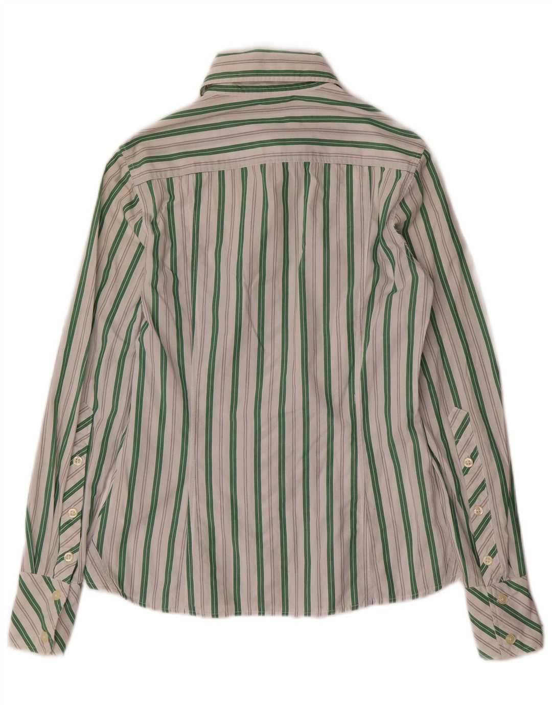 Camisa feminina Benetton UK 6 XS algodão listrado branco