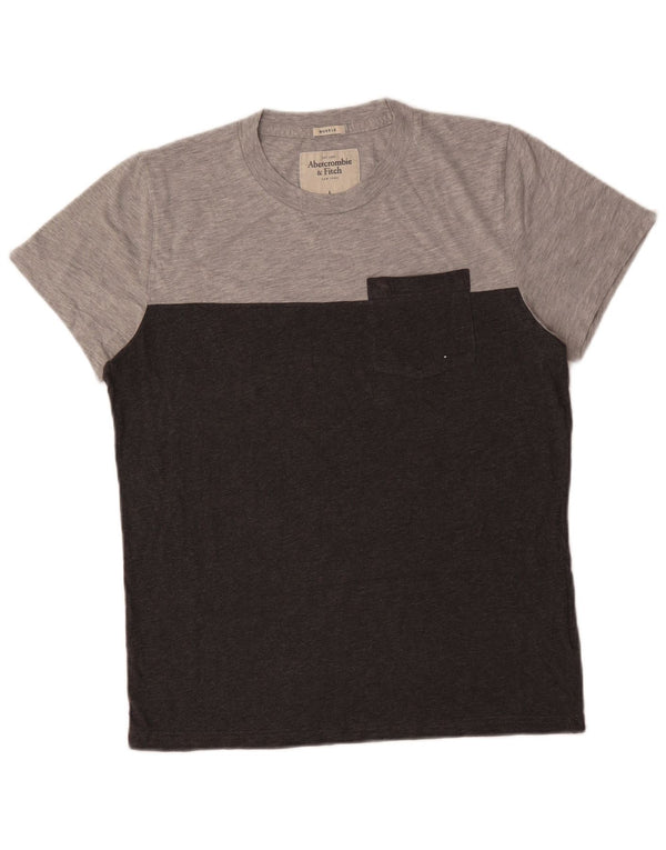 Abercrombie & Fitch Camiseta masculina Muscle Top grande cinza colorblock algodão
