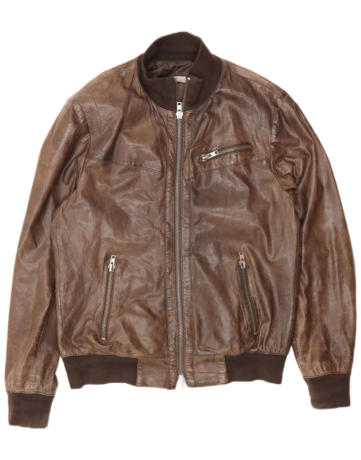 Jaqueta de couro masculina Zen UK 40 grande couro marrom