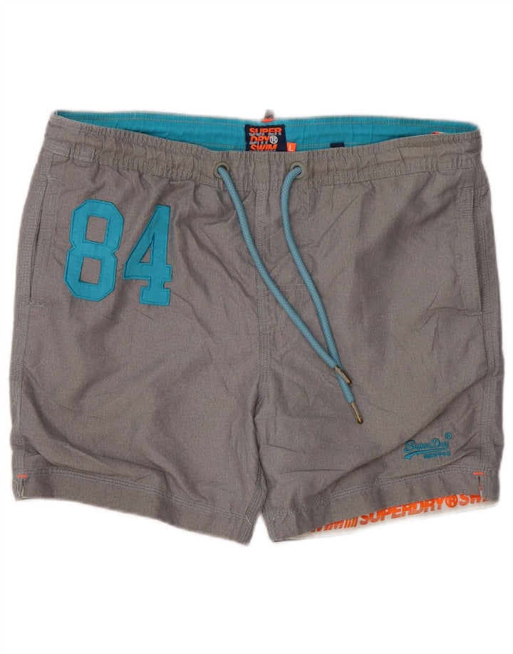 Shorts de natação masculino Superdry Graphic grande poliéster cinza