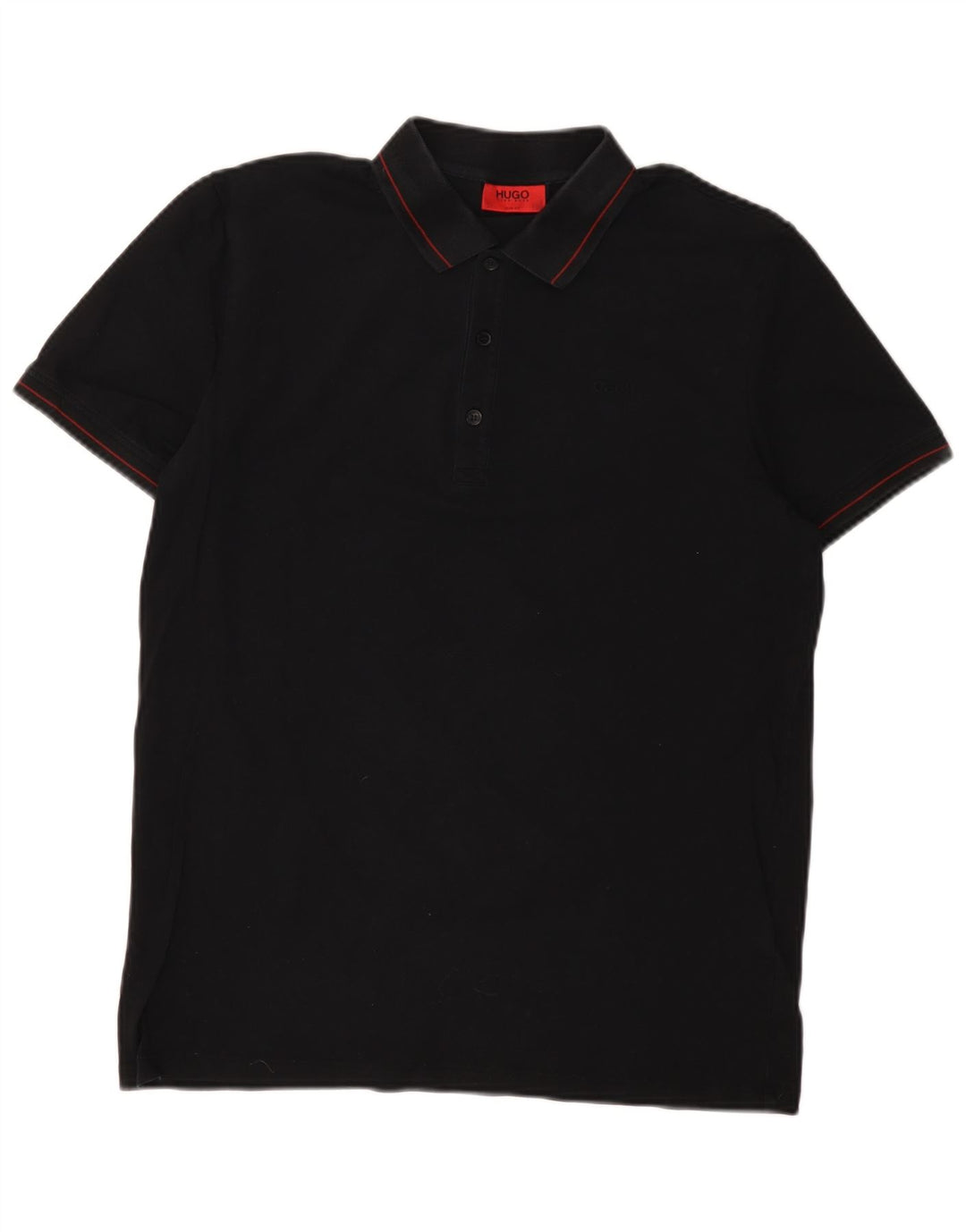 Camisa polo masculina Slim Fit HUGO BOSS de algodão preto médio