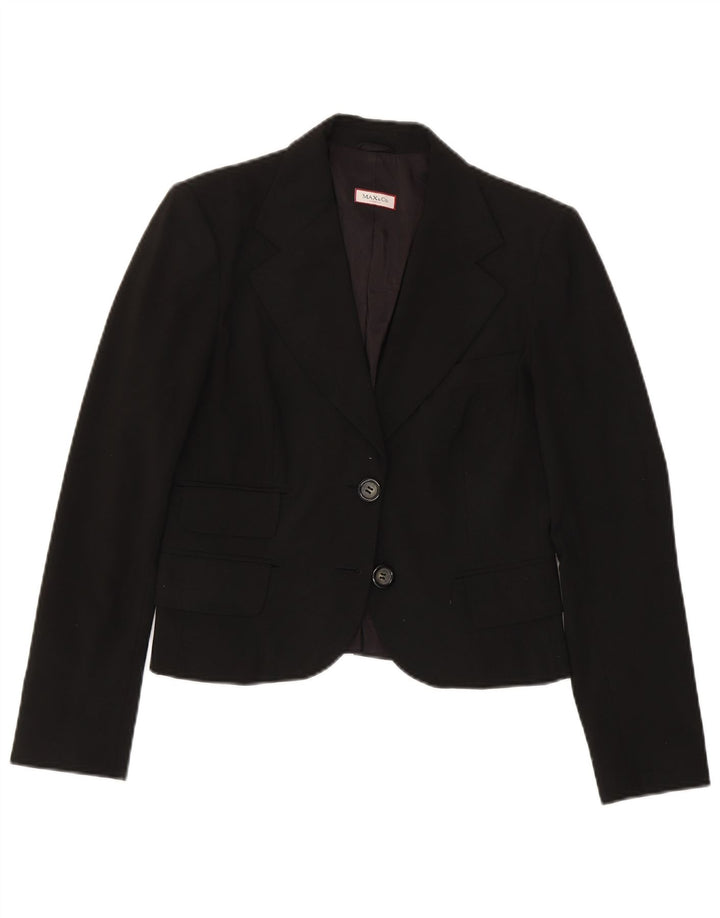 Jaqueta blazer feminina de 2 botões Max & Co. Reino Unido 10 pequena preta de poliéster