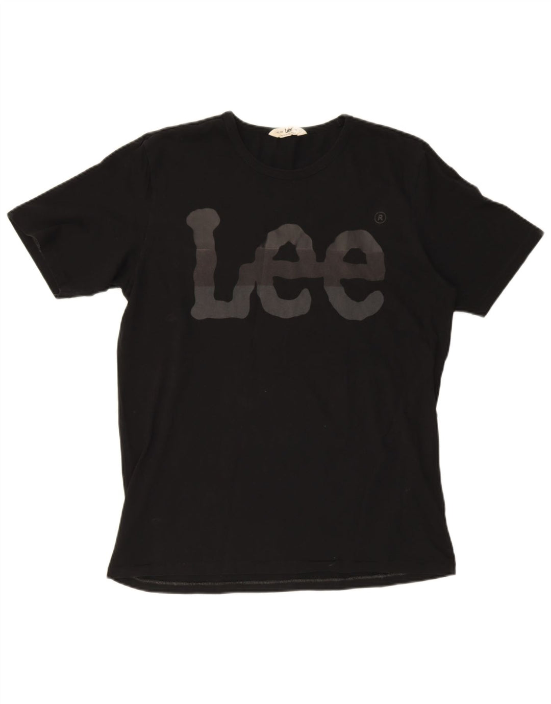 Camiseta masculina com estampa LEE grande de algodão preto