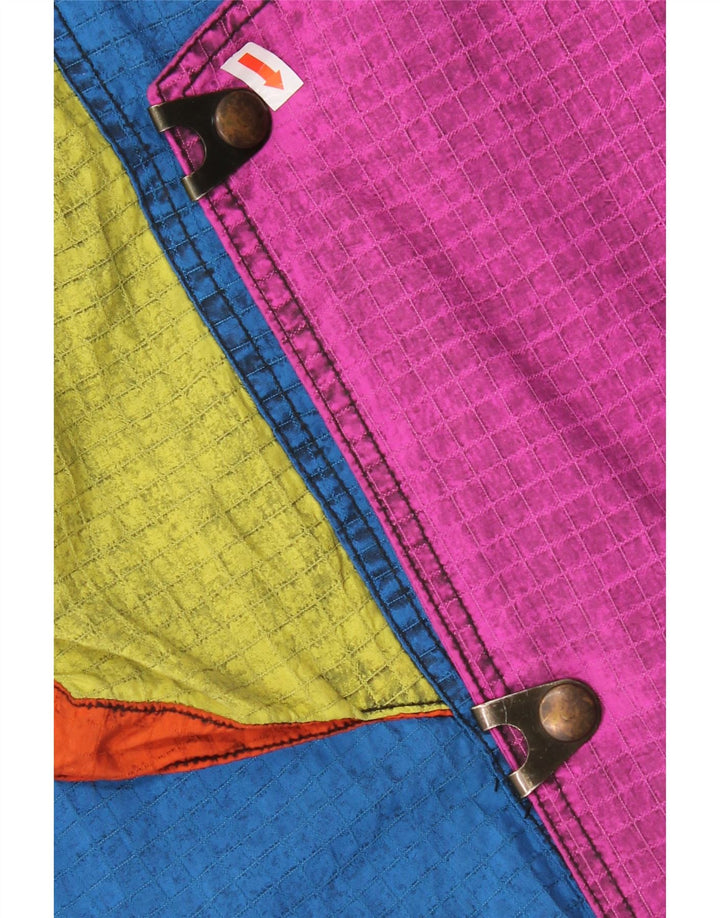 Macacão de esqui masculino vintage com capuz IT 52 grande azul colorblock poliamida