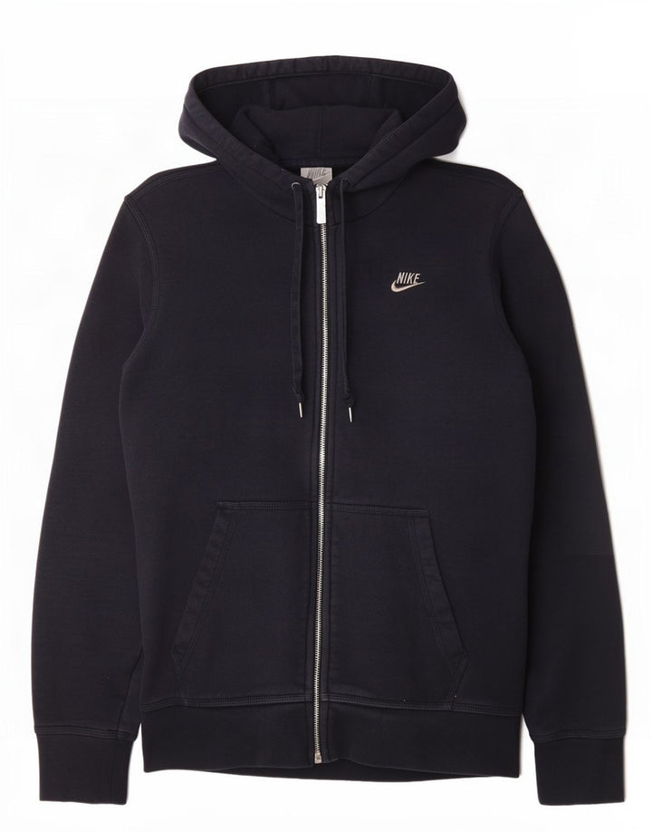 Suéter Nike masculino com capuz e zíper pequeno algodão azul marinho