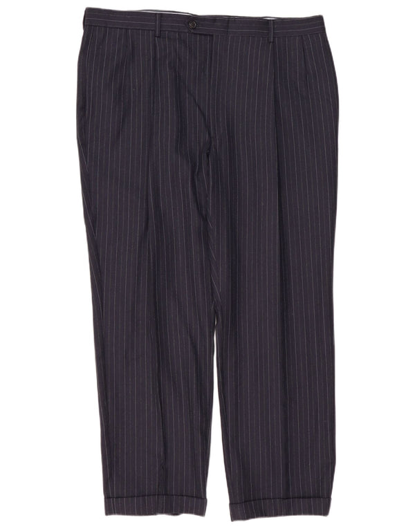 TOMMY HILFIGER Mens Pegged Suit Trousers W40 L30 Navy Blue Pinstripe Wool