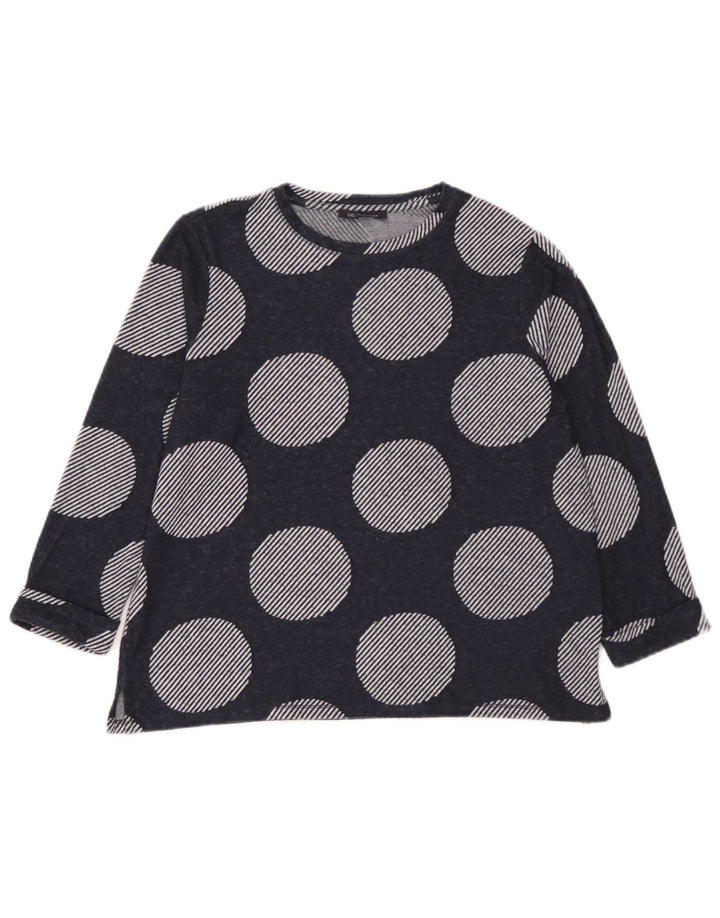 Top feminino Marks & Spencer manga 3/4 UK 14 grande bolinha azul marinho