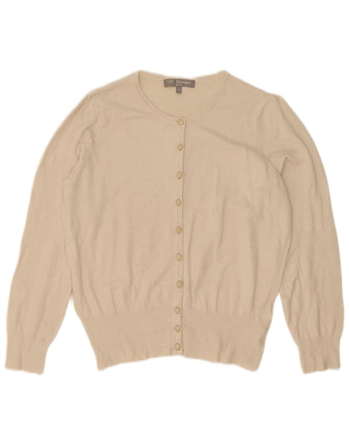 Suéter feminino Marks & Spencer Petite Cardigan Reino Unido 14 Médio Off White