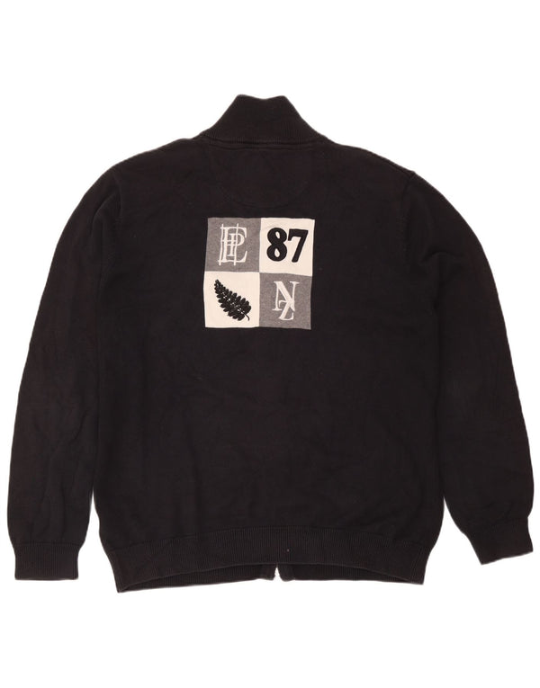 Suéter cardigã gráfico masculino Eden Park XL algodão preto