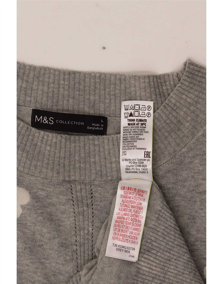 Suéter feminino Marks & Spencer com estampa abstrata e gola redonda Reino Unido 16 grandes