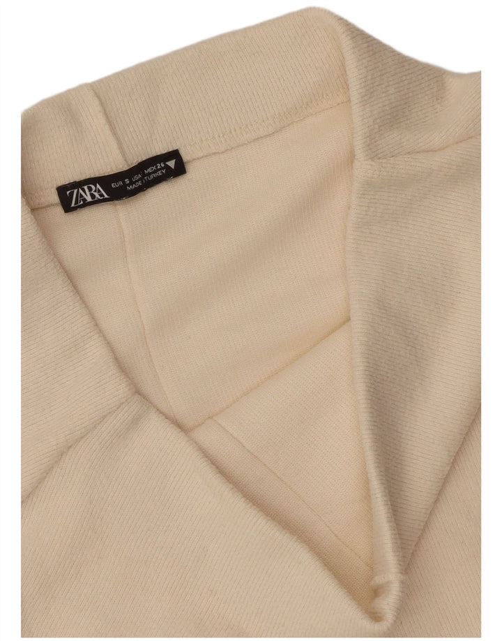 Zara saia midi feminina de malha pequena W26 off white