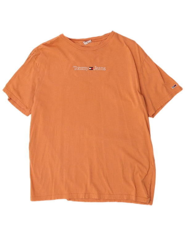 Camiseta masculina Tommy Hilfiger manga curta regular gráfica top XL laranja