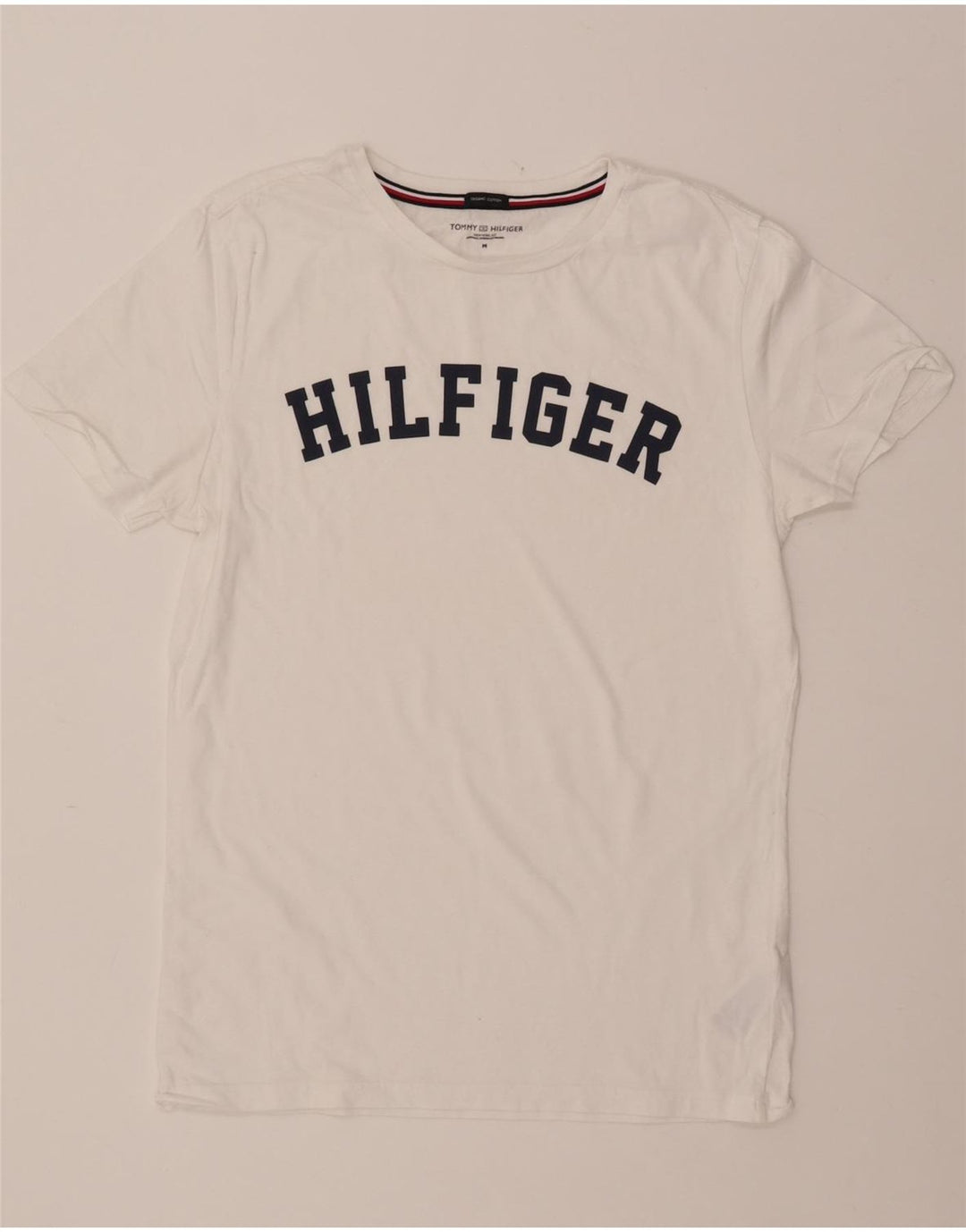 Camiseta feminina TOMMY HILFIGER com estampa gráfica UK 14 algodão branco médio