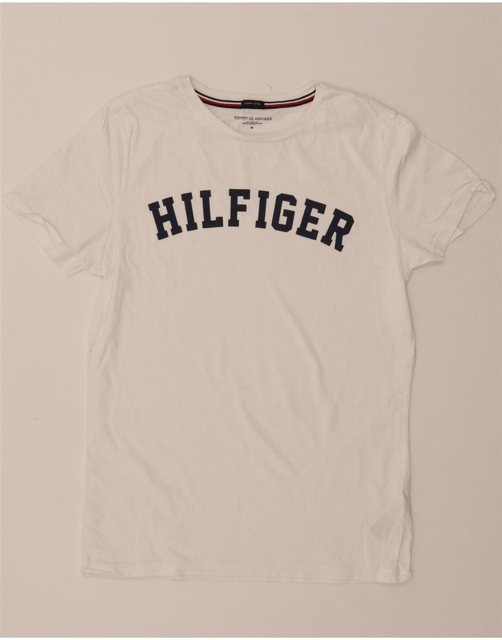 Camiseta feminina TOMMY HILFIGER com estampa gráfica UK 14 algodão branco médio