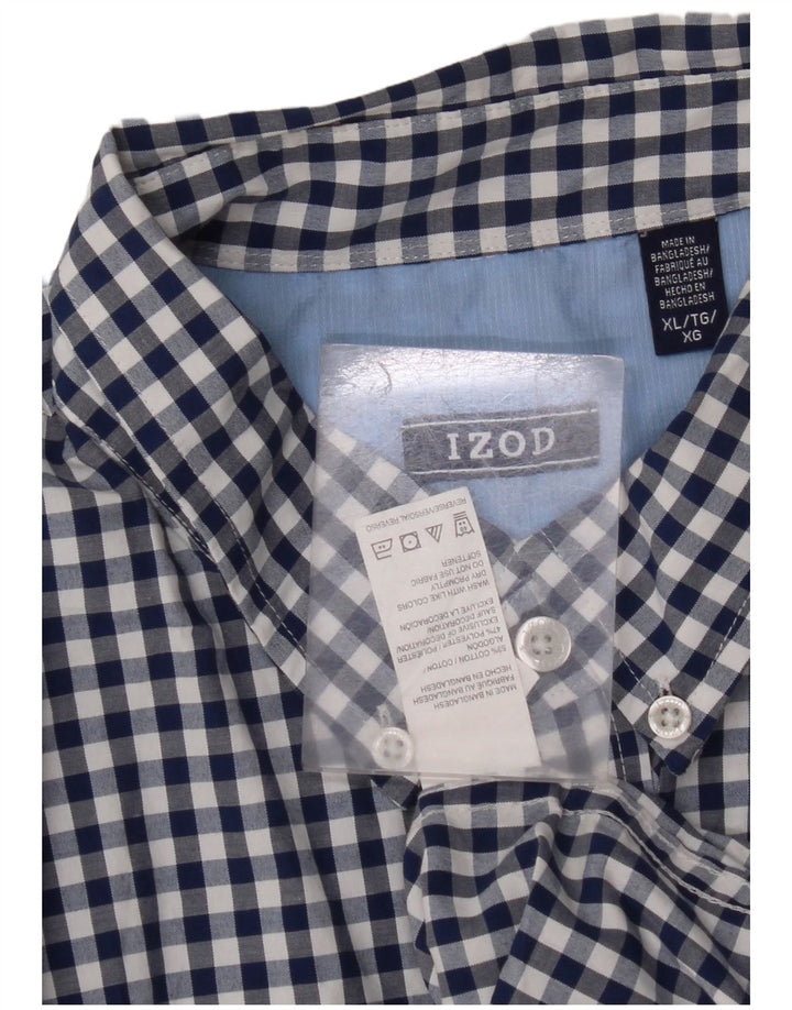 Camisa masculina de manga curta IZOD XL azul algodão guingão