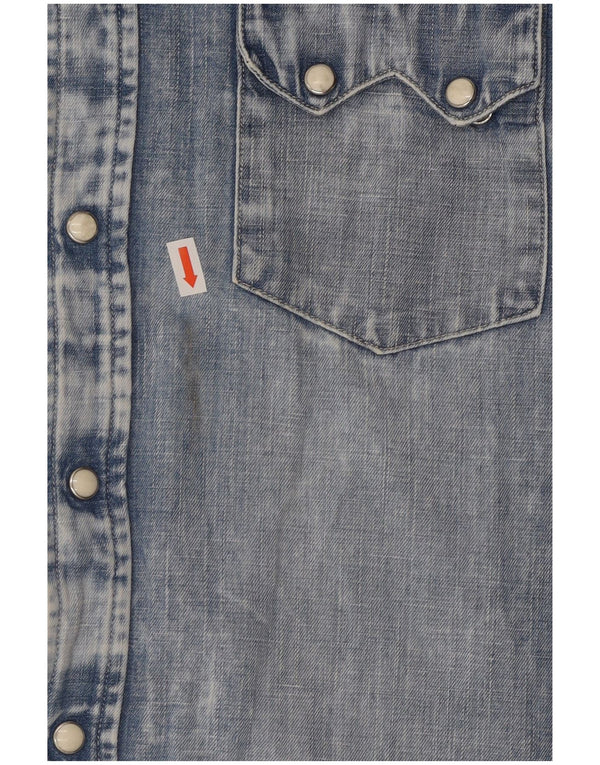 Lee Mens Acid Wash Denim Camisa Grande Algodão Azul