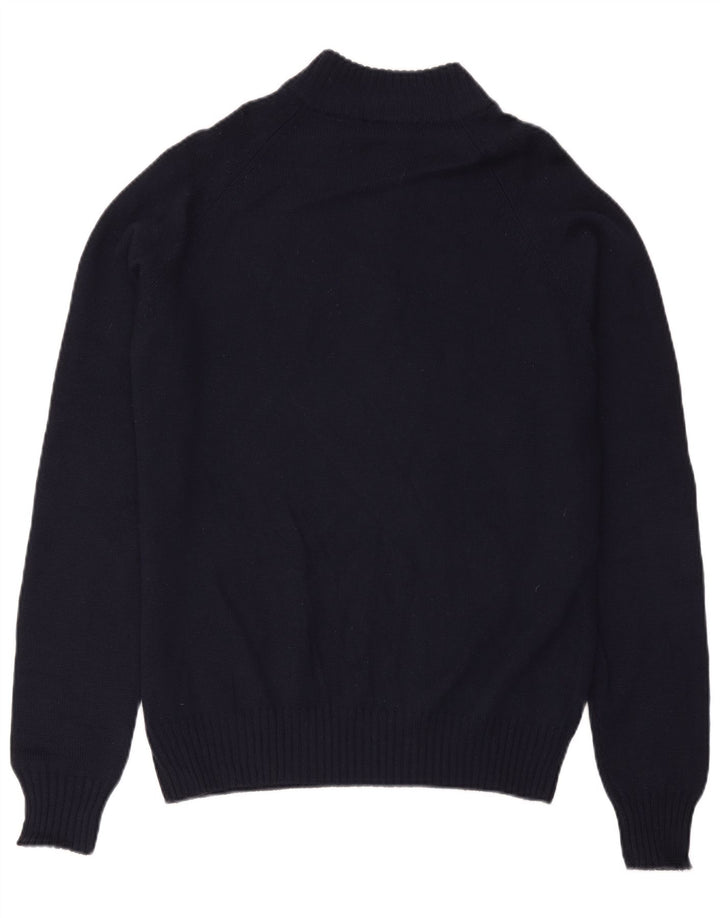 Suéter masculino Fila com zíper e gola grande de lã merino azul marinho