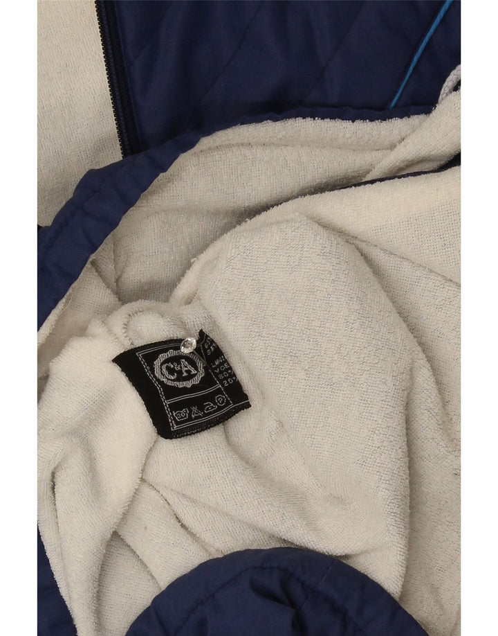 Jaqueta corta-vento masculina C&A com capuz Reino Unido 36 algodão azul marinho pequeno