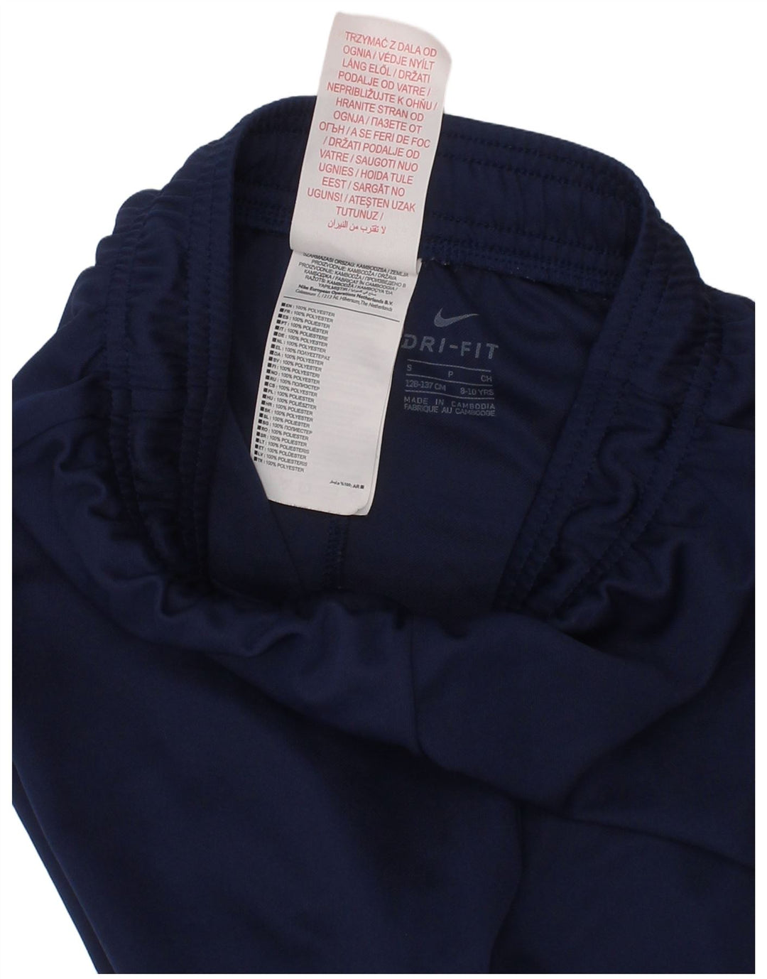 Calções desportivos Nike Boys 8-9 anos pequenos azul marinho poliéster
