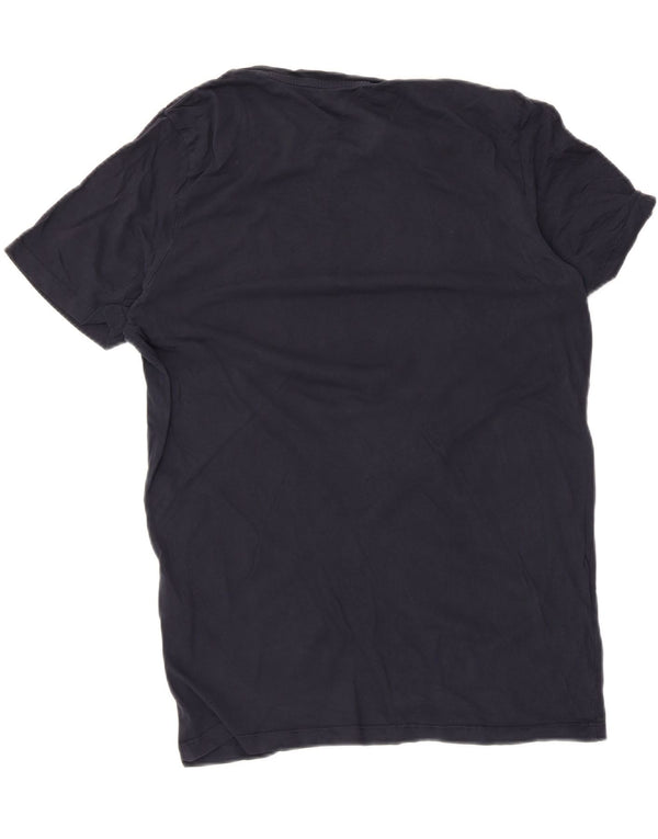 Camiseta gráfica masculina Jack & Jones Top médio algodão listrado azul marinho