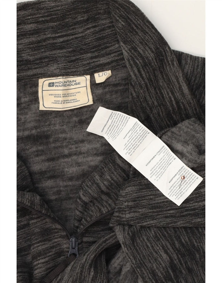 MOUNTAIN WAREHOUSE Suéter masculino de lã com zíper e gola grande listrado cinza