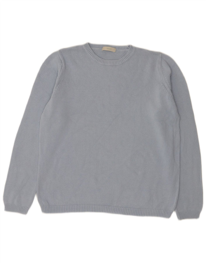 Suéter masculino Marks & Spencer com gola redonda, azul médio