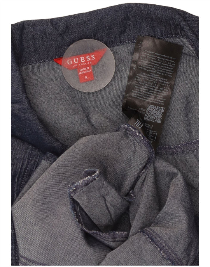 Vestido camisa jeans feminino manga 3/4 GUESS Reino Unido 10 pequeno algodão azul marinho