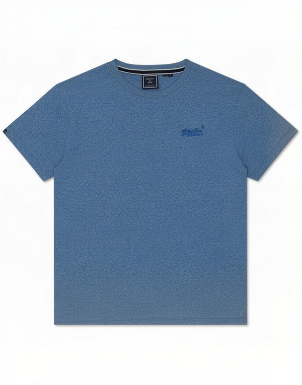 Camiseta masculina Superdry Top grande algodão manchado azul