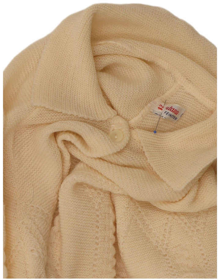 Suéter cardigã feminino VINTAGE IT 42 lã merino amarelo médio