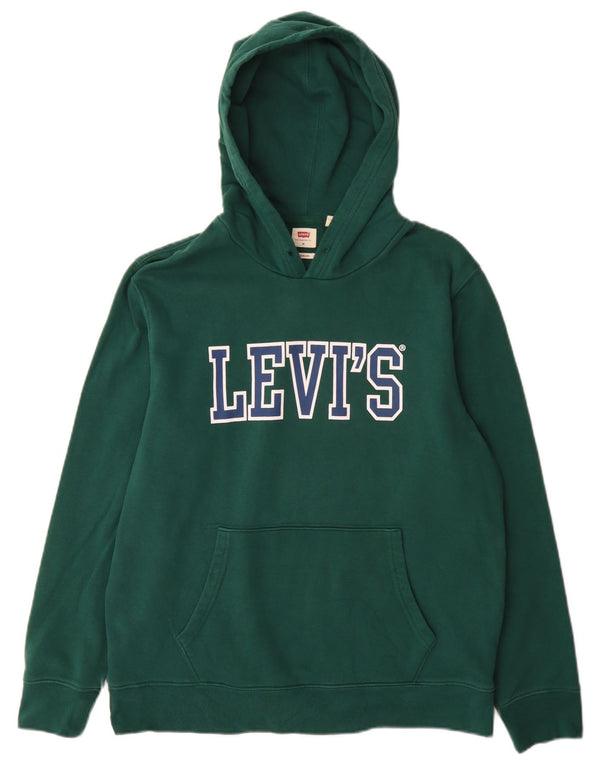 Suéter com capuz gráfico padrão masculino Levi's verde médio