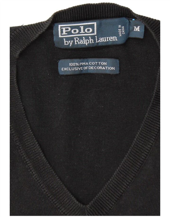 Suéter masculino POLO RALPH LAUREN com decote em V médio algodão preto