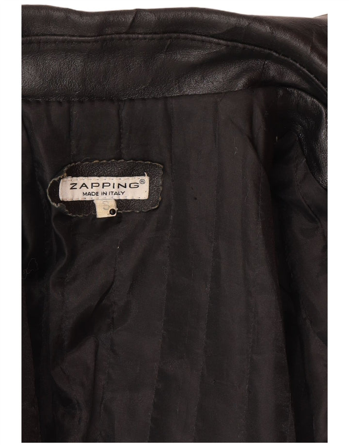 Jaqueta de couro feminina vintage Reino Unido 10 couro preto pequeno