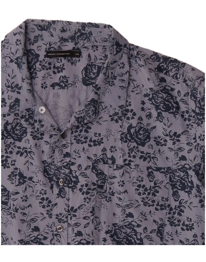 Camisa masculina French Connection 2XL algodão floral azul