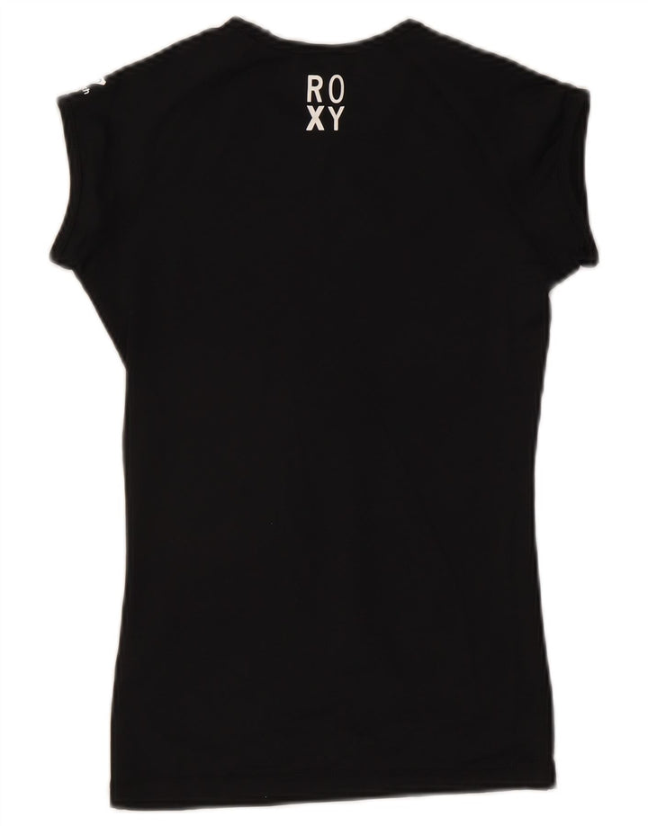 Camiseta feminina Roxy com estampa gráfica UK 8 pequena preta poliéster