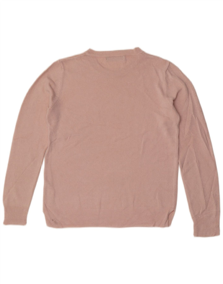 Suéter feminino Marks & Spencer com gola redonda Reino Unido 12 acrílico rosa médio