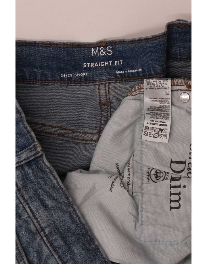 Marks & Spencer Calça jeans reta masculina W36 L29 algodão azul