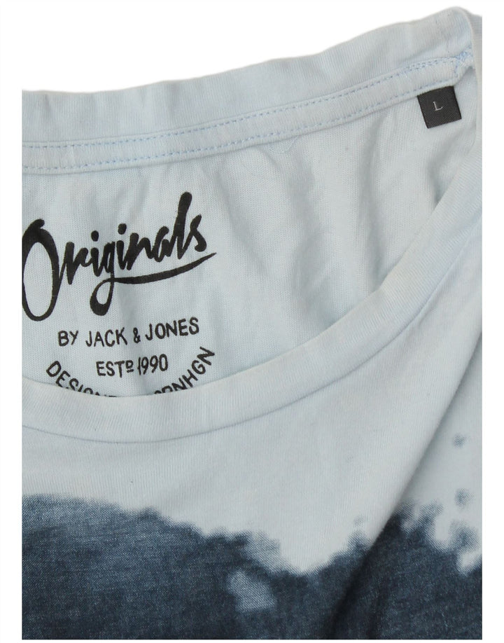 Camiseta masculina JACK & JONES grande algodão colorblock azul