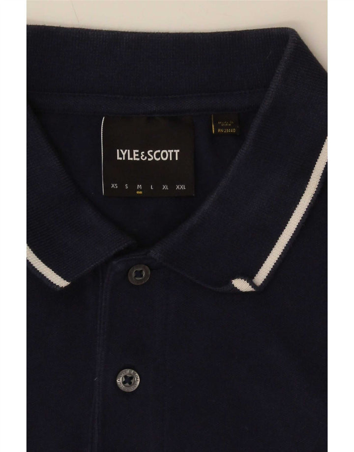 Camisa polo masculina Lyle & Scott média listrada azul marinho