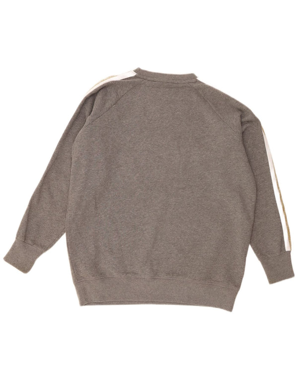 Superdry feminino gráfico oversized moletom jumper UK 6 XS cinza manchado