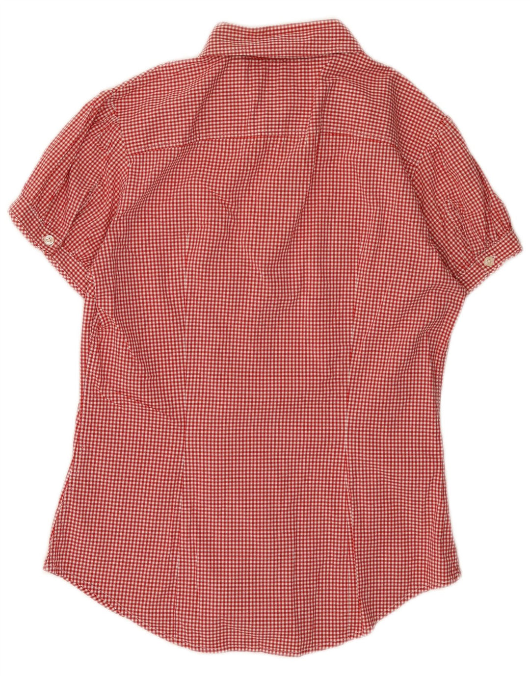Camisa feminina de manga curta Tommy Hilfiger EUA 8 médio vermelho guingão