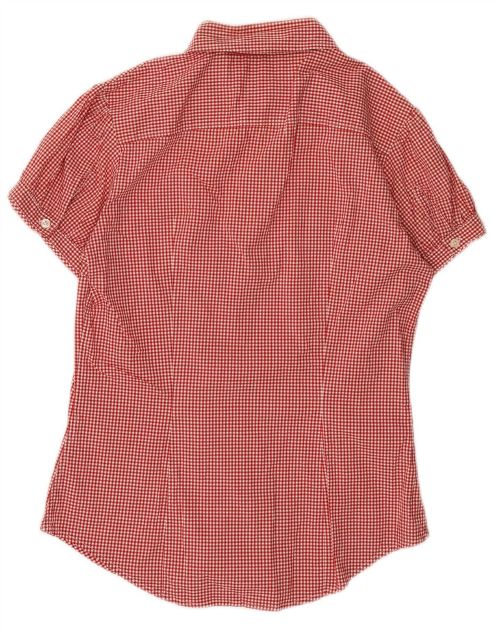 Camisa feminina de manga curta Tommy Hilfiger EUA 8 médio vermelho guingão