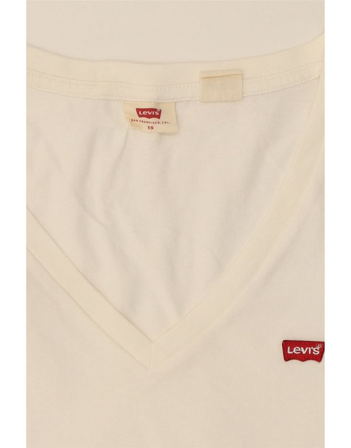 LEVI'S Womens T-Shirt Top UK 6 XS White Cotton Vintage Levi's and Second-Hand Levi's from Messina Hembry 