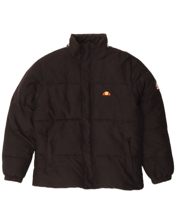 Jaqueta Ellesse masculina gráfica acolchoada UK 40 grande poliéster preto
