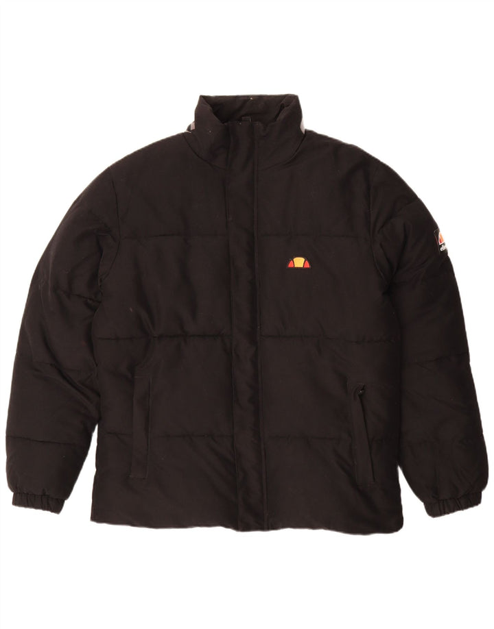 Jaqueta Ellesse masculina gráfica acolchoada UK 40 grande poliéster preto